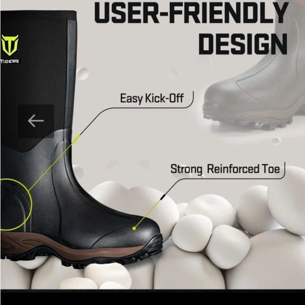 TideWe Black Mens Waterproof Boots